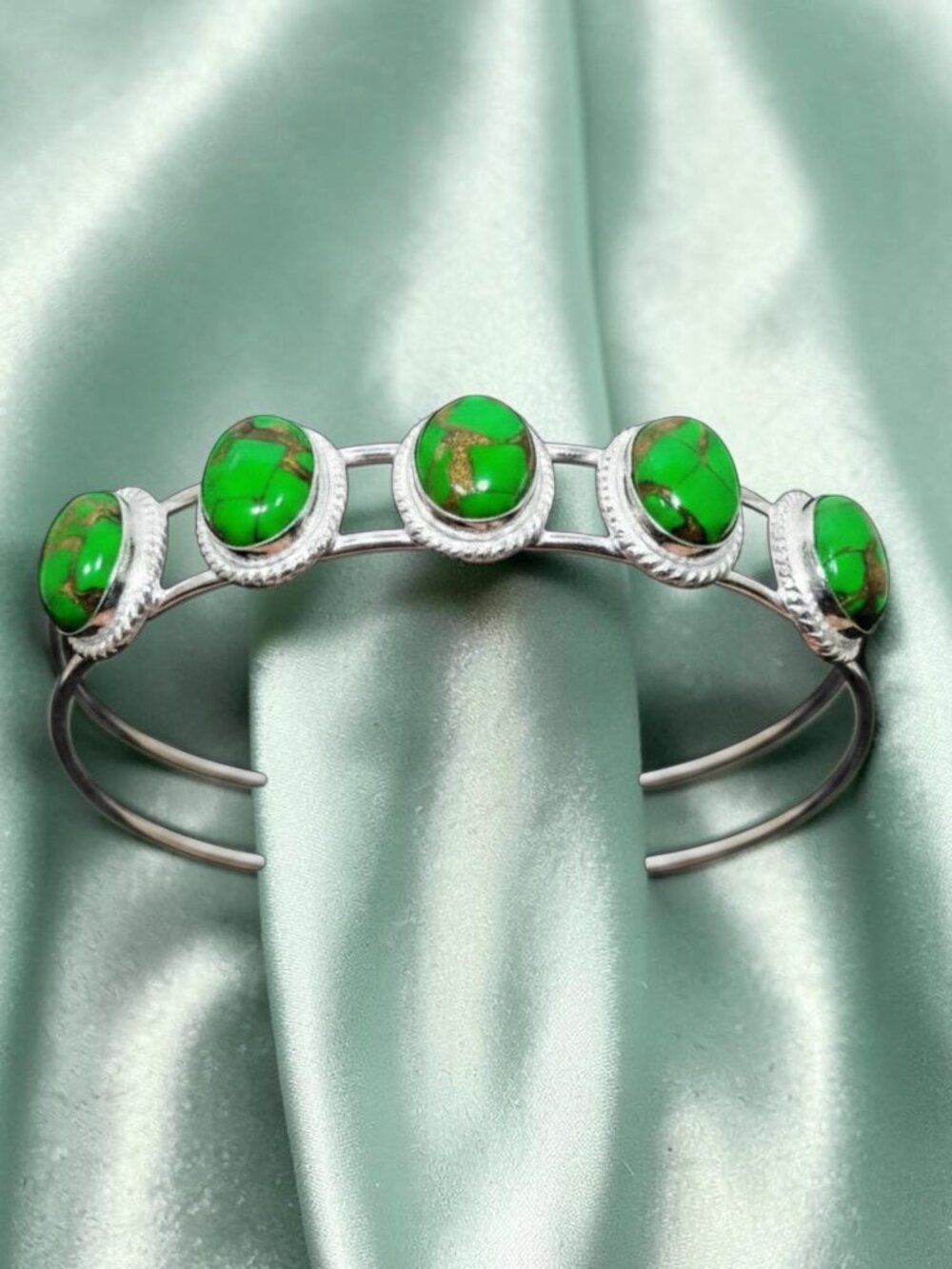 Copper Green Turquoise Gemstone Handmade Cuff Bangle